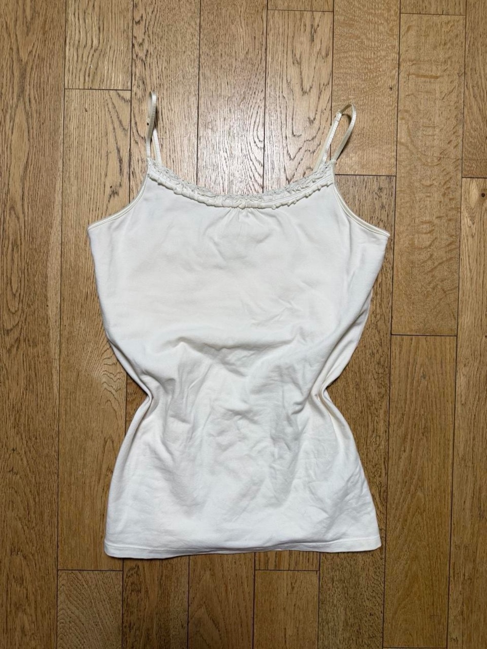 Y2K Coquette Ivory Ruffle Trim Camisole 2000s Romantic Minimalist Layering Tank